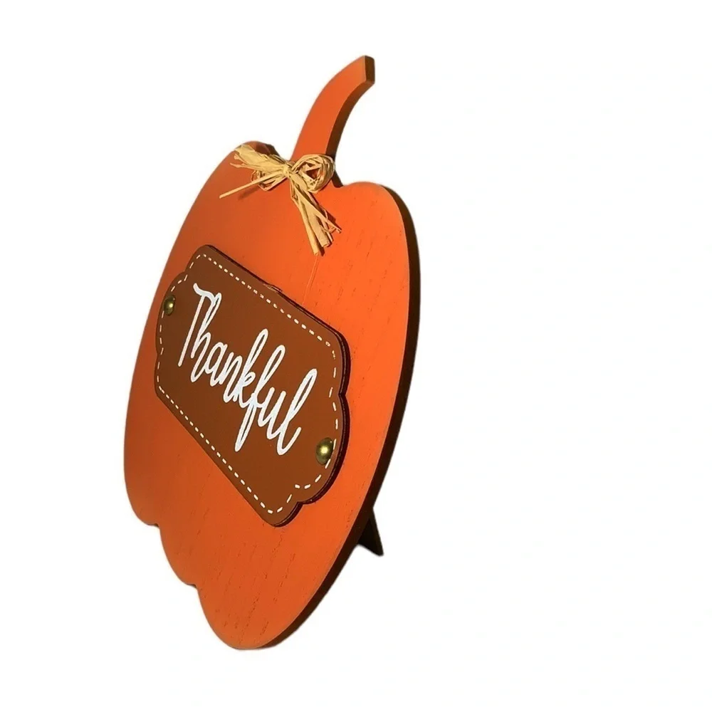 Pumpkin Autumn Table Decor Wood Modern Farmhouse Rustic Stand Up Sign Placque